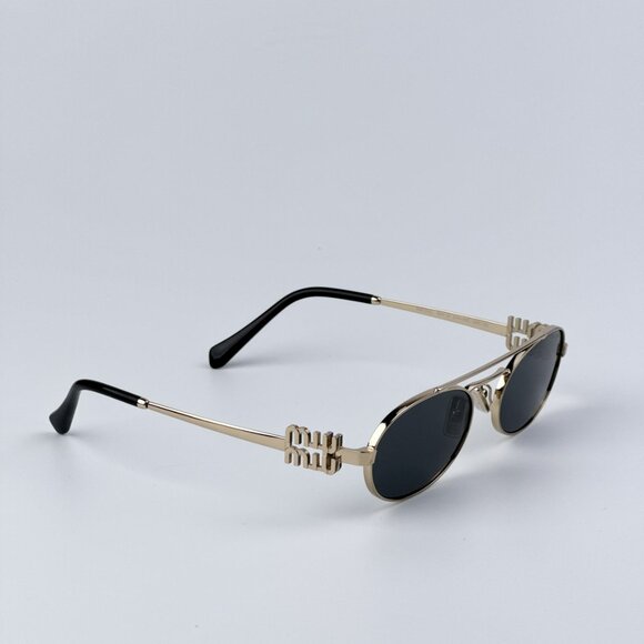 Miu Miu Accessories - Miu Miu MU54ZS ZVN08Z LOGO BRAND NEW Sunglasses Pale Gold Dark Grey Unisex
